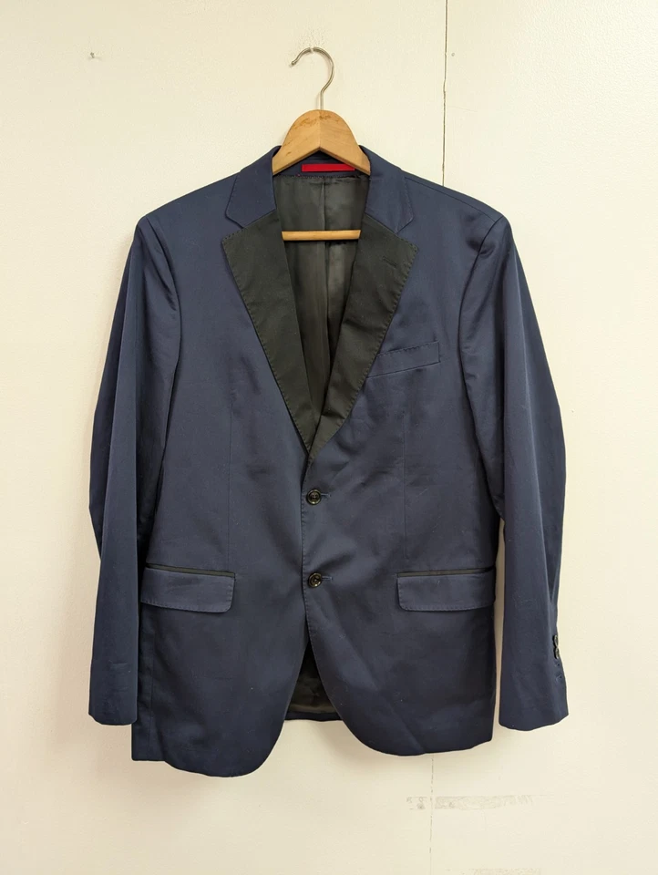 CAROLINA HERRERA Hombre Azul Marino Floral Lana Abrigo Deportivo Chaqueta Delgada 40 Foto 1 de 4