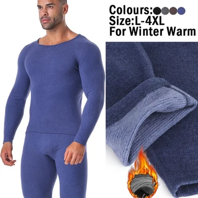 Mens Thermal Underwear Set Fleece Lined Long Johns Base Layer Top Bottom Winter - Image 1 of 4