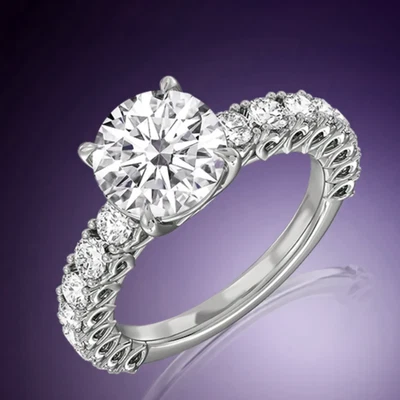 Women 950 Platinum Wedding Ring Lab Grown Round 2.50 Carat IGI Certified Diamond - Image 1 of 4