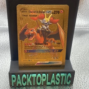 Charizard & Braixen GX Gold Foil Textured Collector Pokemon Karte HP270 (Fan Art) - Bild 1 von 2
