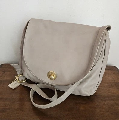 NOS Vintage Paradox Leather Turnlock Foldover Crossbody Shoulder Bag Beige Putty - Image 1 of 4