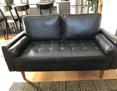 "Loveseat Paulson 57-7/8"" imitación cuero estilo MCM brazo cuadrado de Williston Forge" Foto 1 de 4