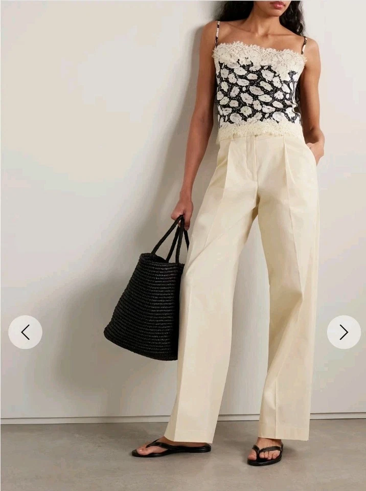 NEW DOEN  Loure Lace-trimmed Floral-print Silk-satin Camisole Sz S $250 - Image 1 of 4