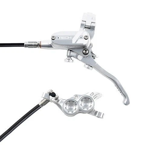 Hope Tech 4 E4 Enduro MTB Brake - Silver/Silver - Black Hose - Left Hand Front - Image 1 of 1
