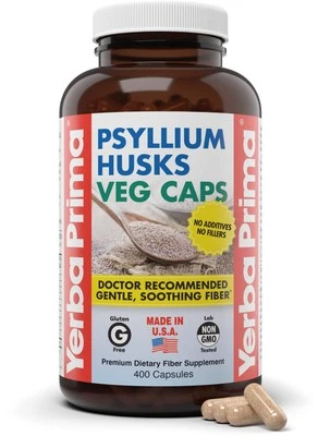 CÁSCARA DE PSYLLIUM Salud digestiva intestinal 625 mg 400 quilates YERBA PRIMA Foto 1 de 4