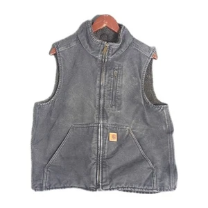 Carhartt V33 Men's XL Duck Canvas Sherpa Fleece Lined Mock Neck Vest Black - Picture 1 of 10