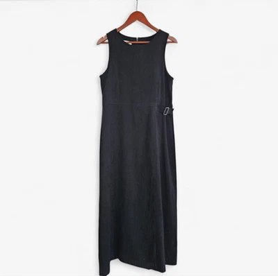 Vintage Talbots Faux Suede Minimalist Sleeveless Buckle Detail Midi Dress 6 - Image 1 of 4