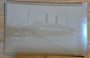 Vintage Photo postcard Faded The STEAMSHIP  LACONA BOSTON HARBOR Slight Bend - Picture 1 of 2