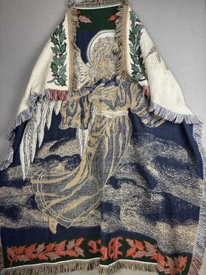 Manta Tapiz Tejedores Americanos Vintage Angel Dove Navidad Hecha en EE. UU. Foto 1 de 4