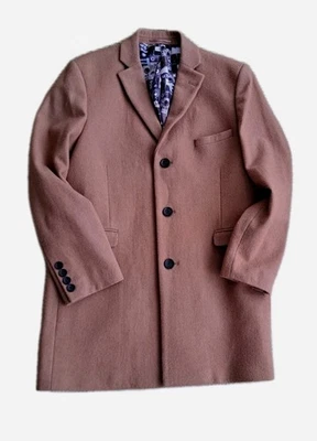 Ben Sherman Mens Overcoat Size 42 R  Wool Mix Camel / Brown Coat - Image 1 of 4