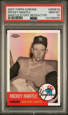 2007 Topps Chrome Mickey Mantle Story Refractor /500 Card Psa 10!!! - Image 1 of 2