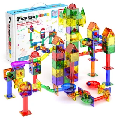 PICASSO-TILES Marble Run Magnetic Tiles for Kids, 70PCS, Construction Magnet Til - Image 1 of 4