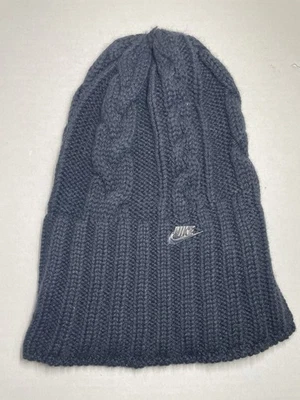 Nike Cable Tejido Negro Gorro Invierno Sombrero Unisex Adulto Metal Logo Foto 1 de 4
