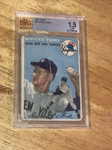 Béisbol vintage 1954 Topps #37 Salón de la fama Whitey Ford en muy buena condición 1,5 New York Yankees - Imagen 1 de 5