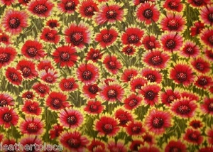 Michael Miller ~ Red Yellow Green Flower Floral ~ 100% Cotton Quilt Fabric BTY - Picture 1 of 2