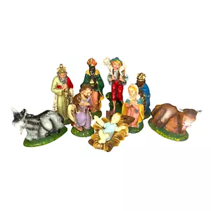 Vintage italienische Krippe 10-teilig handbemalt Kreidegeschirr Balfour Italien Weihnachten - Bild 1 von 12