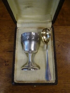 Antik Französisch Sterling Silber Eierbecher Löffel Set Minerva 1. Mark 19. Jh. Paris - Bild 1 von 7