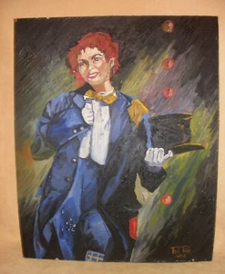Original 1962 Phil Price Judy Garland Oil Painting on Board Performing as a Hobo - Picture 1 of 12