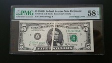 1969B $5 Frn Gutter Fold Error "Richmond" Pmg Choice / Au 58 Epq