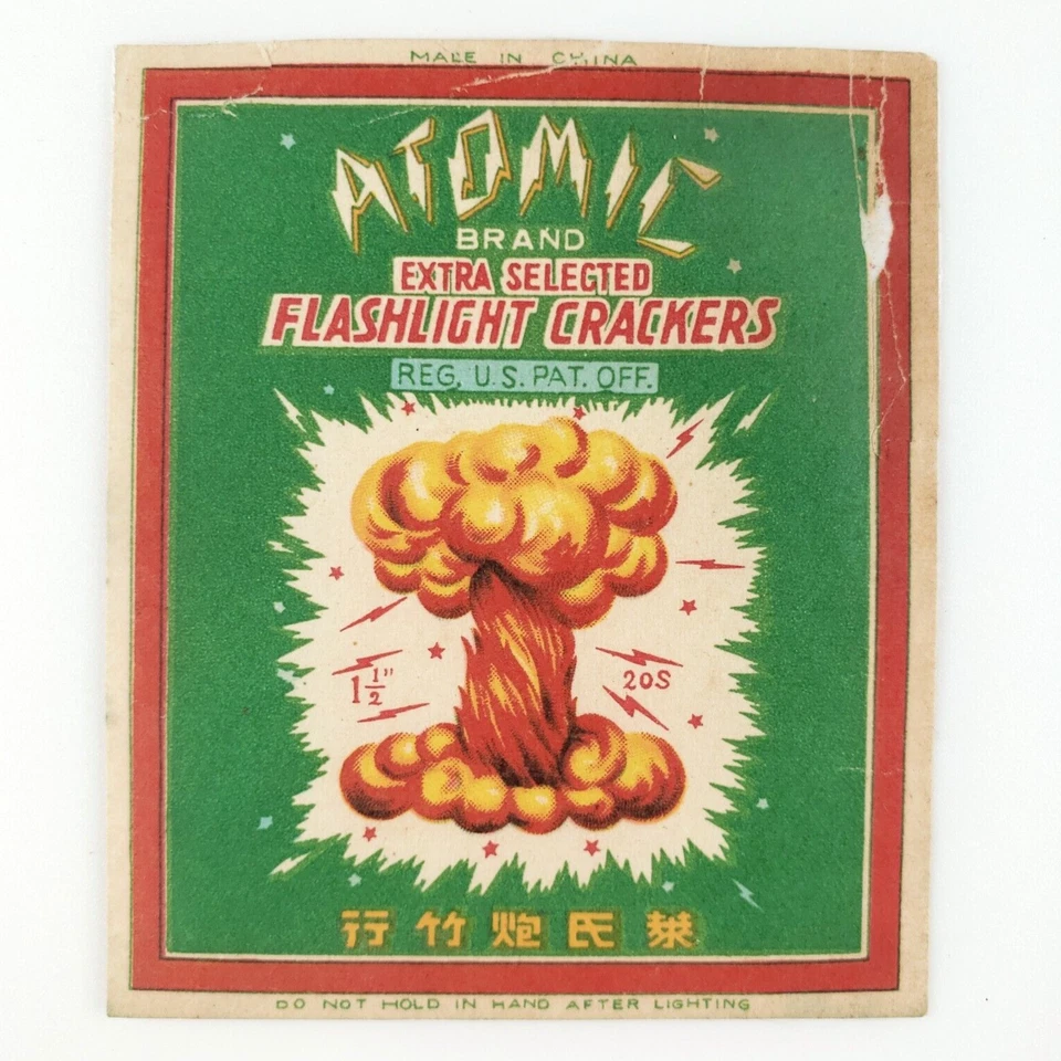 Atomic Mushroom Cloud Firecracker Label 1940s Flashlight Cracker 20s Decal C2412 - Image 1 of 2