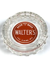 Vintage Walter’S “Beer that is Beer” Glass Ashtray Eau Claire, Wisconsin