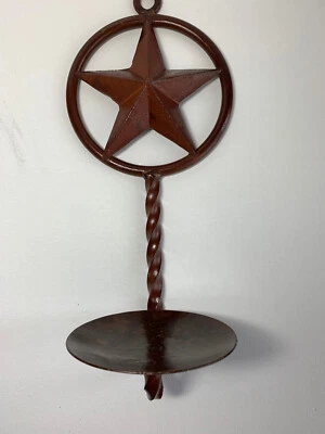Texas Star Cast Iron Wall Sconce Candle or Plant Holder - Image 1 of 4