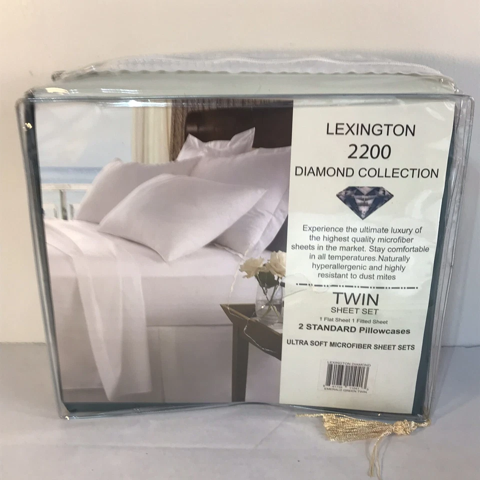 Juego de sábanas dobles Lexington 2200 Diamond Collection verde esmeralda nuevo Foto 1 de 2