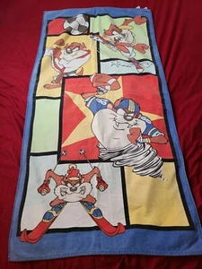 Looney Tunes Taz Beach Towel football soccer Tasmanian Devil vintage 52"×26" - Picture 1 of 9
