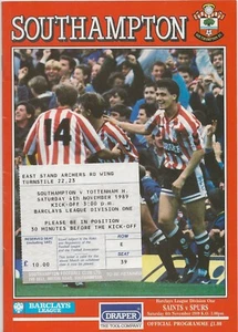 1989/90 Southampton v Tottenham Hotspur Division 1 Programme & Ticket - Picture 1 of 1