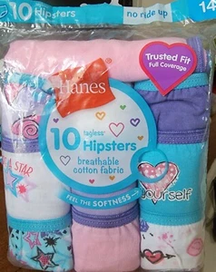 Nuevo con etiquetas Hanes Niña Talla 10 Algodón Hipsters Paquete de 14 Ropa Interior Etiqueta Comodidad Libre - Imagen 1 de 5
