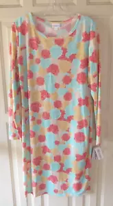LuLaRoe Debbie Abito Donna Grande Manica Lunga Pastello Colorato Floreale Rose Nuovo con etichette - Foto 1 di 9