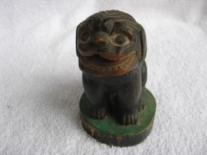 Antique Hand Carved-wood Foo/Lion Dog-Chinese Signed on Bottom-Patina-Unique - Picture 1 of 11