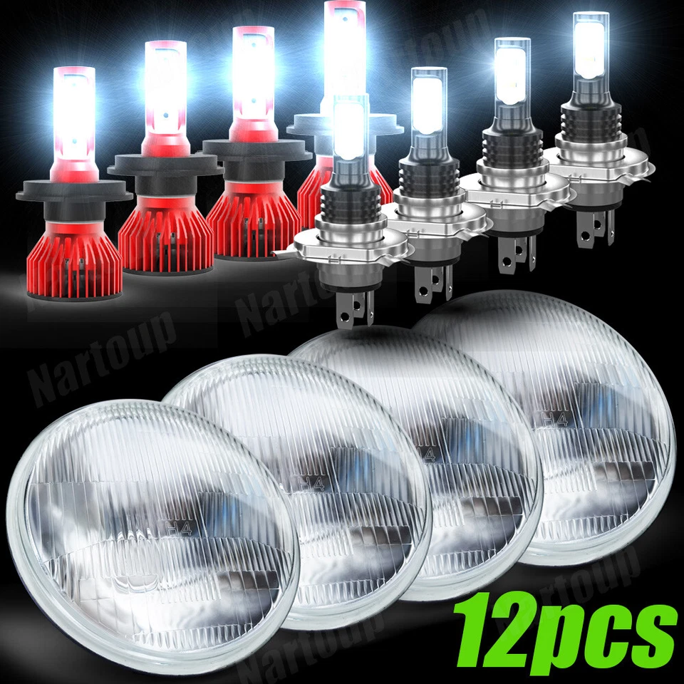 For Ford Galaxie 500 1962-1974 4pcs 5.75" 5-3/4inch Round LED Headlights Upgrade - Image 1 of 4