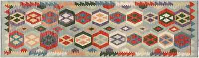 Alfombra Afghan Maimana Kilim 80x300 Tejida a Mano Corredor Colorida Geométrica C Foto 1 de 4