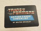 CHECKLIST #96 TRANSFORMERS MILTON BRADLEY ACTION TRADING CARD C