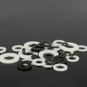 Arandelas planas de nailon negras/blancas para tornillo M2 M3 M4 M5 M6 M8 M10 M12 - Imagen 1 de 3