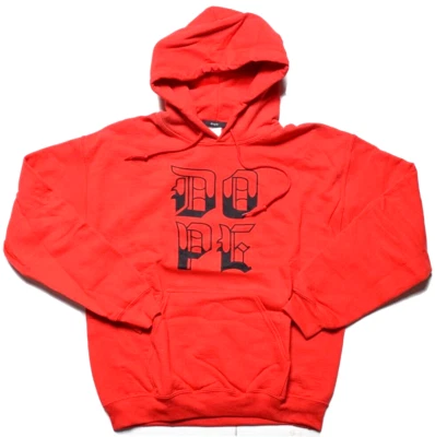 DOPE Los Angeles Hombres Rojo Antiguo Inglés Polar Pullover Sudadera con Capucha Grande Foto 1 de 4