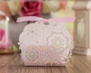 50PCS Candy Box Paper Gift Boxes Wedding Party Favors Ribbon Bags Baby Shower - Picture 1 of 12