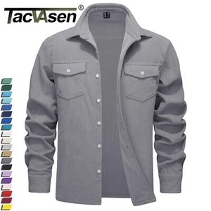 Men's Corduroy Shirt Shacket Long Sleeve Spring Fall Casual Work Button Up Shirt - Picture 1 of 83