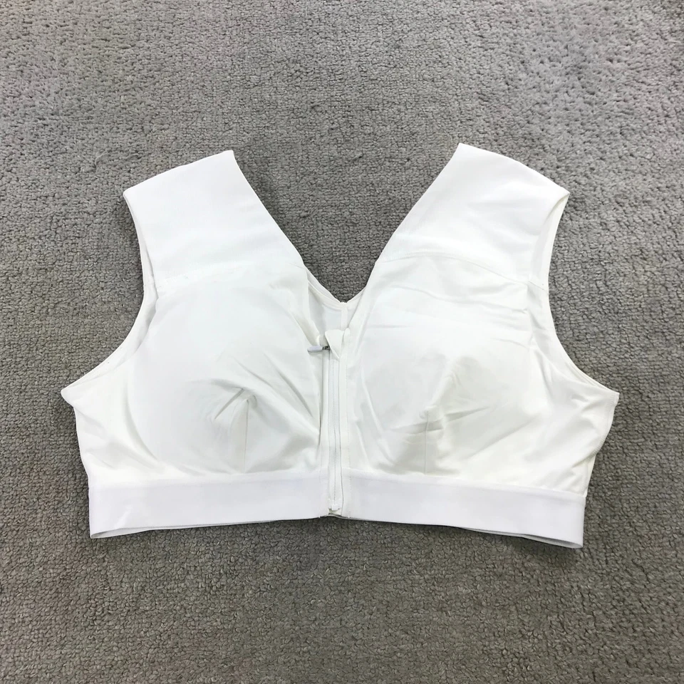 Tommie Copper Shoulder Support Bra With Zipper Womens 3XL XXXL White Top - Image 1 of 4