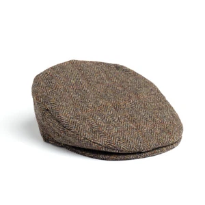 Men's Donegal Tweed Cap Brown Herringbone Vintage Irish Hat S-XXL Sizes - Picture 1 of 9