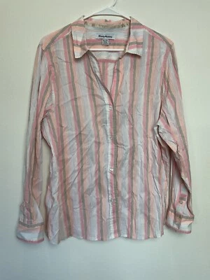 Tommy Bahama Women’s Blouse XL Mango Tango Long Sleeve Cotton Blend Foto 1 de 4