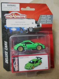 Coches de lujo Majorette Porsche 911 GT3 RS en verde fundido a presión 1/63 con neumáticos de goma - Imagen 1 de 4