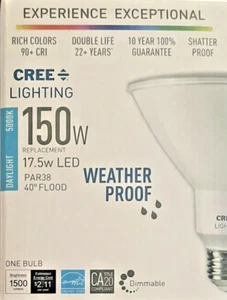 Lot of 24 CREE 150W 17.5W LED Flood DAY LIGHT 5000K Par38 40° Bulb Dimmable SALE - Picture 1 of 6