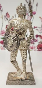 VINTAGE STERLING SILVER SUIT OF ARMOR SCULPTURE OR PAPER WEIGHT - Picture 1 of 8