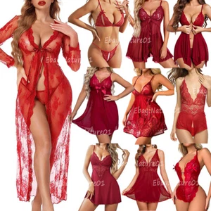 Sexy Damen-Nachtwäsche Spitze Dessous Babydoll Unterwäsche Nachtwäsche G-String Höschen - Bild 1 von 109