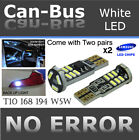 2 pr T10 Canbus Samsung 15 LED Chips White Front Sidemarker Light Bulb Lamp X729