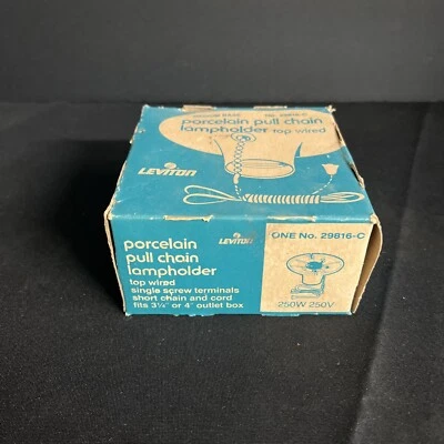 Leviton 号 29816-C 瓷器拉链灯托架顶部有线原装盒 — 第 1/4 张图片