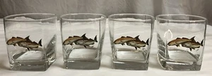 Vintage ARC Trout Artist Ross Drinking Standard Rocks Glasses Man Cave Set Of 4 - Picture 1 of 7