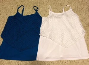 TWO Epic Threads Lace Overlay Girls Tanks Sz XL - Picture 1 of 4